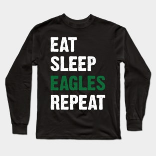 Eat Sleep Eagles Repeat Retro Vintage Long Sleeve T-Shirt